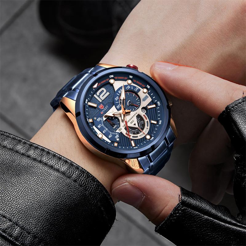 DIVEST Brand Waterproof Fashion Men's Watches Casual Quartz Chronograph Sports Watch 9039