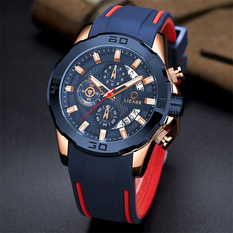 LICARR Original Brand Luxury Waterproof Fashion Men's Watch Sport Chronograph Casual Watch