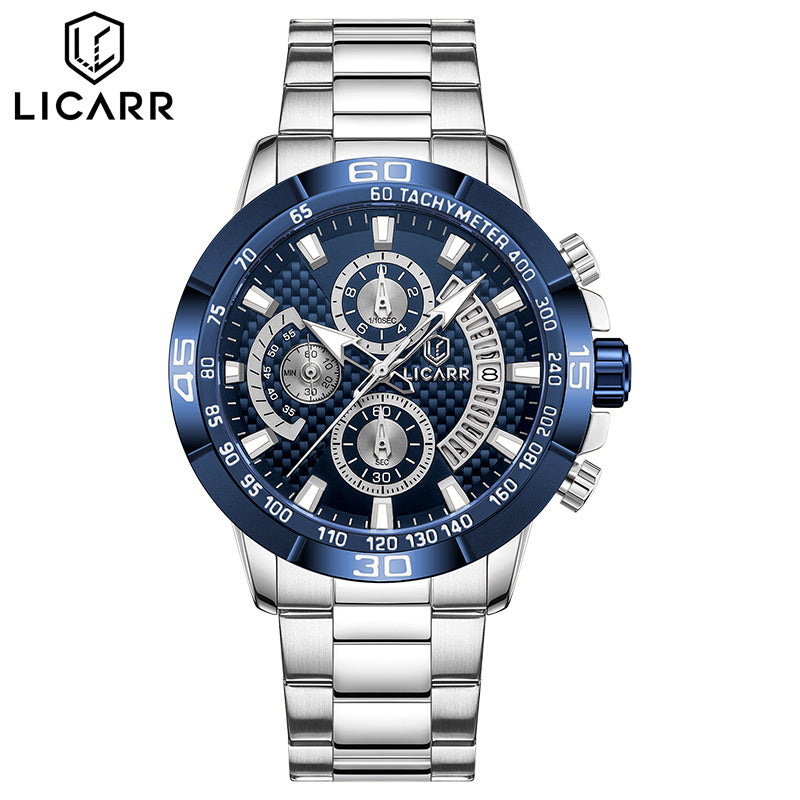 LICARR Brand Original Mens Watch Fashion Waterproof Luminous Calendar Chrono