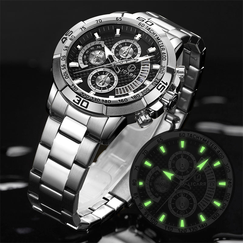 LICARR Brand Original Mens Watch Fashion Waterproof Luminous Calendar Chrono