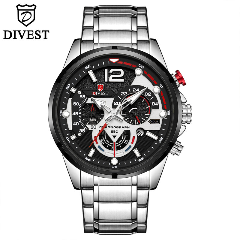 DIVEST Brand Waterproof Fashion Men's Watches Casual Quartz Chronograph Sports Watch 9039