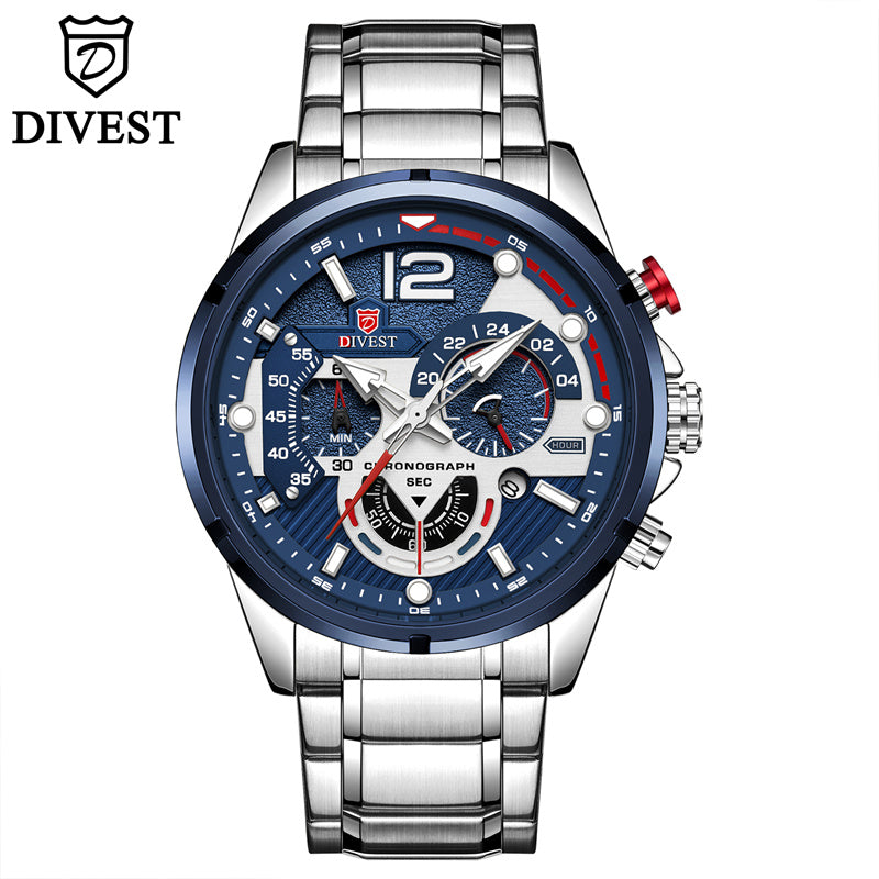 DIVEST Brand Waterproof Fashion Men's Watches Casual Quartz Chronograph Sports Watch 9039