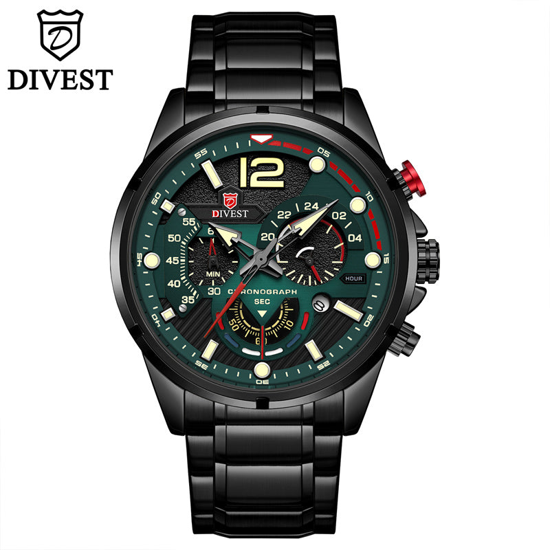 DIVEST Brand Waterproof Fashion Men's Watches Casual Quartz Chronograph Sports Watch 9039