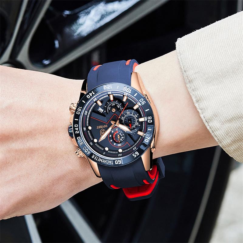 DIVEST Top Brand Men's Watches Original Business Fashion Casual Sport Quartz Lumninous Men Watch Waterproof Date 9023