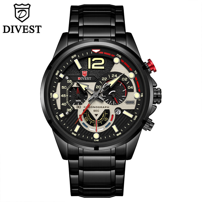 DIVEST Brand Waterproof Fashion Men's Watches Casual Quartz Chronograph Sports Watch 9039