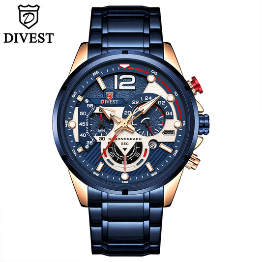 DIVEST Brand Waterproof Fashion Men's Watches Casual Quartz Chronograph Sports Watch 9039