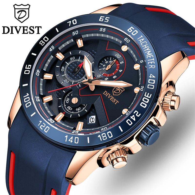 DIVEST Top Brand Men's Watches Original Business Fashion Casual Sport Quartz Lumninous Men Watch Waterproof Date 9023