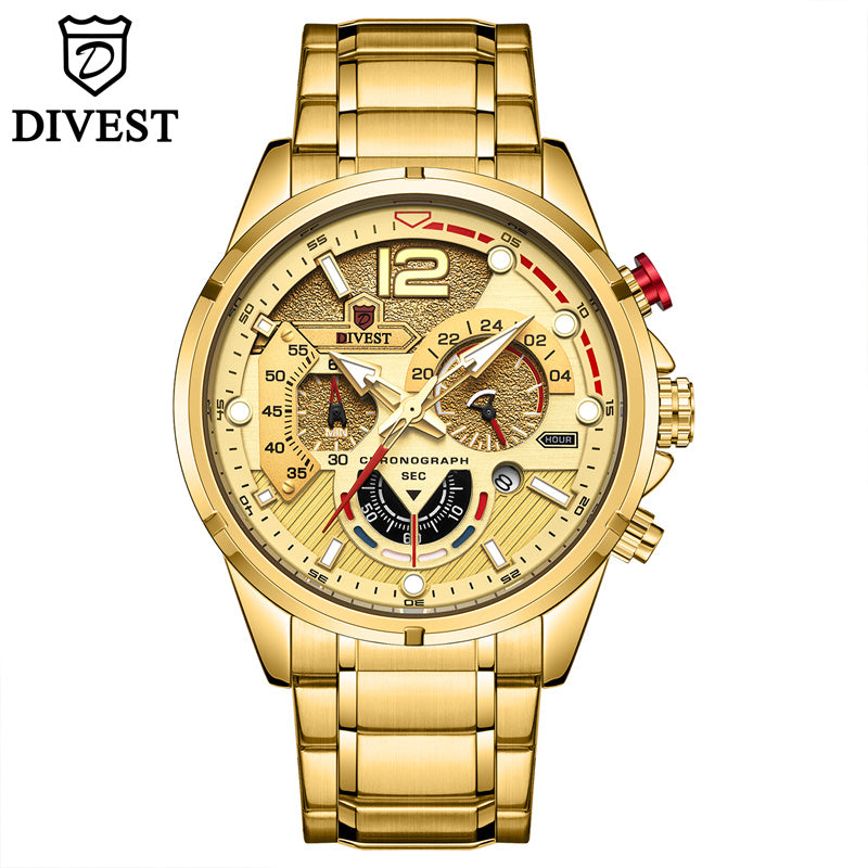 DIVEST Brand Waterproof Fashion Men's Watches Casual Quartz Chronograph Sports Watch 9039