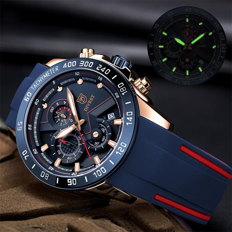 DIVEST Top Brand Men's Watches Original Business Fashion Casual Sport Quartz Lumninous Men Watch Waterproof Date 9023