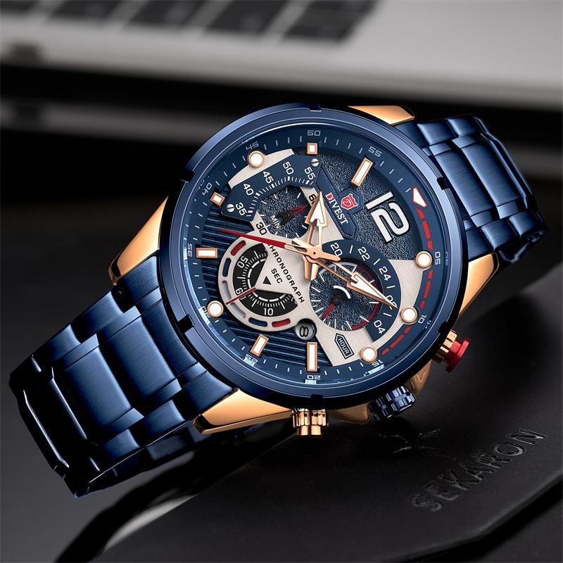 DIVEST Brand Waterproof Fashion Men's Watches Casual Quartz Chronograph Sports Watch 9039